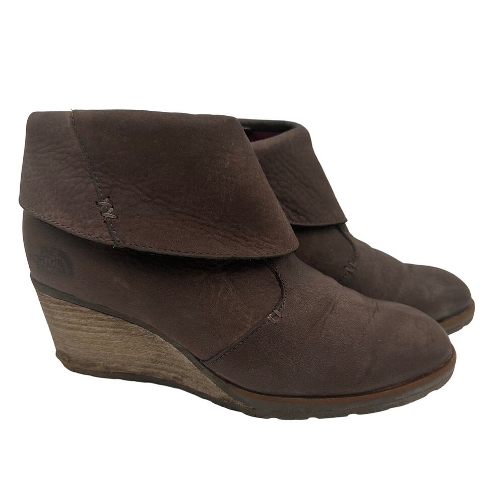The North Face Women's Brown Leather Bridgeton Wedge Booties Size 6